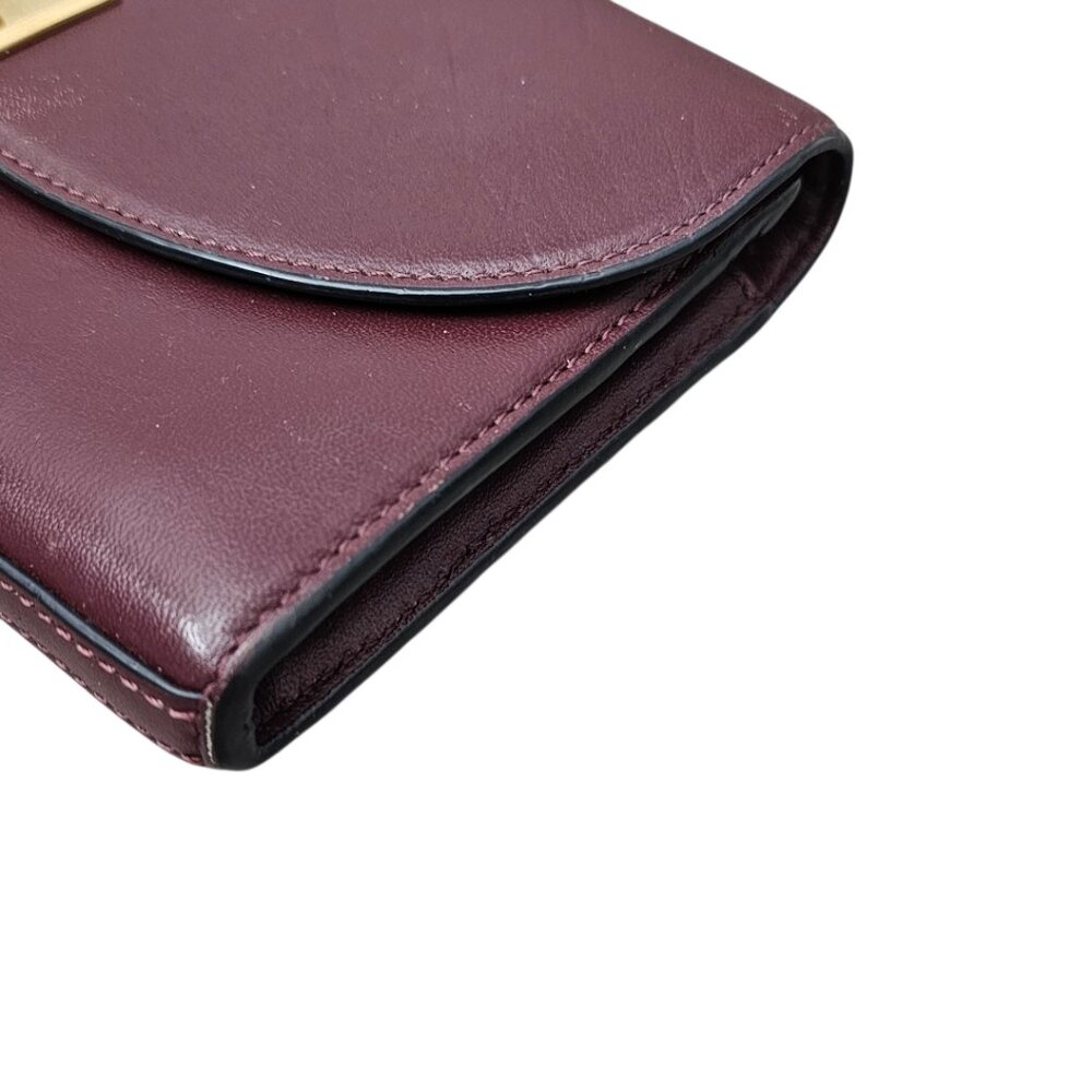 Marc Jacobs West End Gilded Turnlock Flap Leather Long Maroon Wallet Rare - Picture 9 of 16